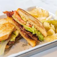 A'S Blt & A · Toasted fresh baked local bread, lightly toasted w/ Dukes mayo, hickory smoked bacon, crispy...