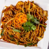 Lo Mein · Vegetarian. Egg noodles stir-fried with scallions, carrots, onions, and napa in the house lo...