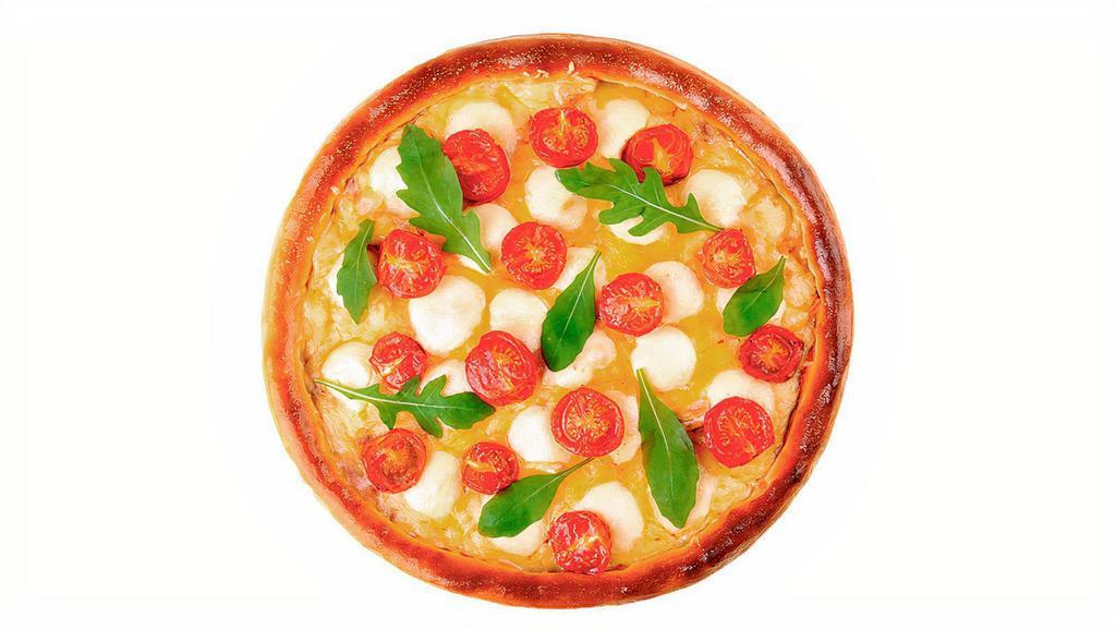 White Pizza · Olive oil base with fresh Basil, fresh Garlic, Mozzarella and Ricotta dollops.