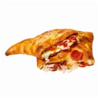 Pepperoni Lover’S Calzone · Three layers of Pepperoni, Parmesan with Basil & Oregano. Comes with Marinara sauce on the s...