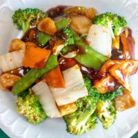 Mixed Vegetables With Bean Curd · With white rice.
