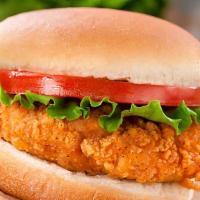 Chicken Strip Sandwich · Two delicious, fried tenderloins on buttered Texas toast. Served plain or tossed in BBQ, spi...