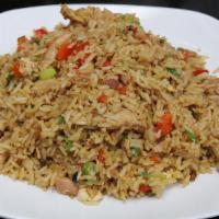 Chaufa Rice · Pulled rotisserie chicken | fried rice | bacon | green onions | red peppers | egg | peruvian...