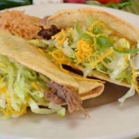 #2 Two Hard Shell Shredded Beef Tacos  · #2 Two Hard Shell Beef Tacos Topped With Cheddar Cheese And Lettuce . ALL combo plates inclu...