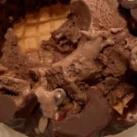 Neapolitan · Vanilla, Chocolate and Strawberry Fields Forever ice cream with hot fudge, strawberry toppin...