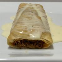 Lunch Chimichanga · Flour tortilla soft or deep-fried and filled with beef tips or chicken topped with cheese sa...