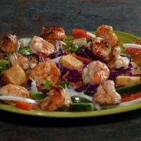Shrimp Salad · Grilled shrimp with lettuce, avocados, tomatoes, cheese, and pico de gallo.