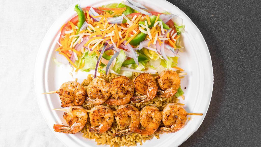 Grilled Shrimp · Served with Rice.