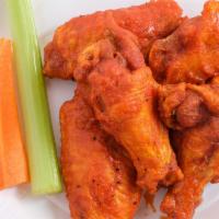 Buffalo Wings (5) · Served with celery and 1 dressing per 10 pc wings. our wings are always cooked fresh to order.