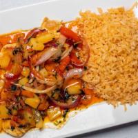 Pollo Tropical · Plump juicy grilled chicken breast topped with sautéed onions and sweet bell peppers under a...