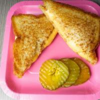 Grilled Cheese · American cheese grilled to perfection, served with bread and butter pickles