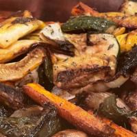 Roasted Vegetables · Vegetarian. Squash, zucchini, eggplant, carrots, onions, and bell peppers, lightly salted an...