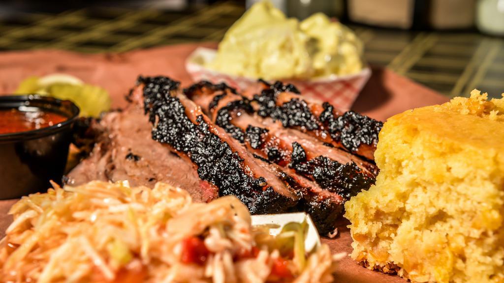 Texas Brisket Dinner · Award Winning Angus Beef. Your Choice of Fatty, Lean, or Both.