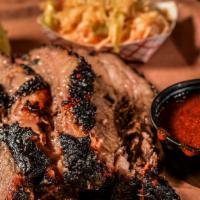 Texas Brisket Plate · 1/2 Pound. Choice of bread and one side.