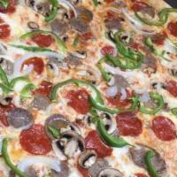 Supreme (Medium 16'') · Pepperoni, sausage, mushrooms, onions, and green peppers.