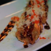 Dynamite Roll · Hot and spicy. Chopped three kind of fish deep fried with spicy mayo, eel sauce masago and c...