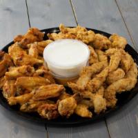 Wings And Tenders Tray · Chicken Tenders and Classic wings with your choice of sauce. Tray available in large or small.