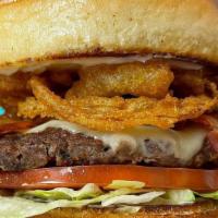 Bacon Cheeseburger · Bacon. ‘Nuff said. The Bacon Cheeseburger is our handcrafted 5oz seasoned beef patty  topped...
