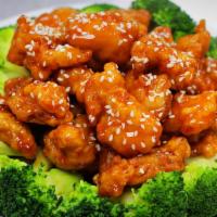 Sesame Chicken · Crispy chicken pieces with sweet and savory honey sesame sauce