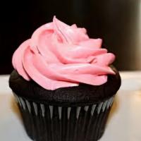 Pink Chocolate Gluten Free · chocolate cupcake with pink gluten free buttercream