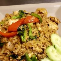 Basll Fried Rice · Stir-fried rice with your choice of meat, onion, egg, carrot, green bean, bell pepper, bambo...