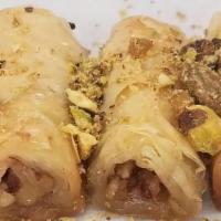 Baklava Bites (2) · Two of our amazing home made traditional baklava made into tiny sized bites with pistachio o...