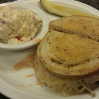 Amy'S Turkey Reuben · Hot turkey with sauerkraut and  melted Swiss cheese served on grilled N.Y. rye