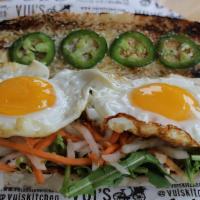 Original Banh Mi W/ Fried Eggs · French baguette, green leaf lettuce, house-made paté, mayo, pickled daikon and carrots, cucu...