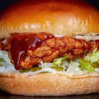 Bbq Fried Chicken Sandwich · Crispy, crunchy fried chicken sandwich. Served with BBQ sauce, lettuce, tomatoes, and Americ...