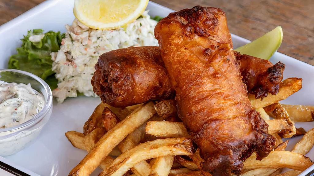 The Shankly (Pub Fish And Chips)
 · Beer-battered cod, fresh cut fries, creamy horseradish coleslaw, house dill pickle, lemon-dill tartar sauce