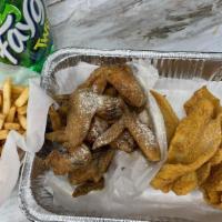 10 Whole Wings & 5 Catfish Fillet · 10 Whole Wings & 5 Catfish Fillet Served with Family Seasoned Fries & 2 Liter Soda