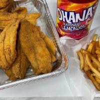 22Pc Tilapia Fillets  · 22pc Tilapia Fillets Served with Family Seasoned Fries & 2 Liters Soda