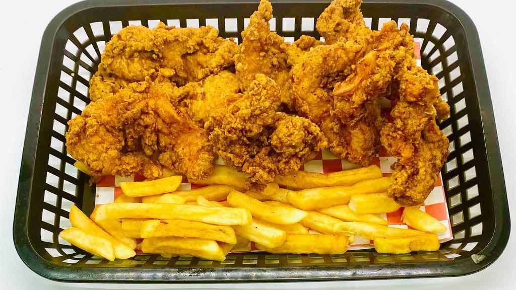 Chicken Tenders · Served with seasoned fries and bread.