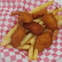 Kids Butterfly Shrimp (6 Pcs) & Fries · Served With Seasoned Fries and Kids Juice