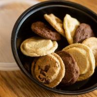 Fresh Baked Cookies · Three of Sweet Loren's delicious vegan cookies. Flavors: fudge, sugar, chocolate chip, oatme...
