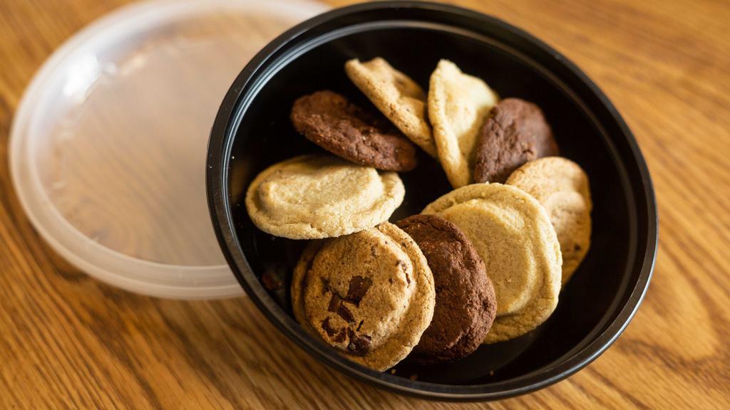 Fresh Baked Cookies · Three of Sweet Loren's delicious vegan cookies. Flavors: fudge, sugar, chocolate chip, oatmeal cranberry.