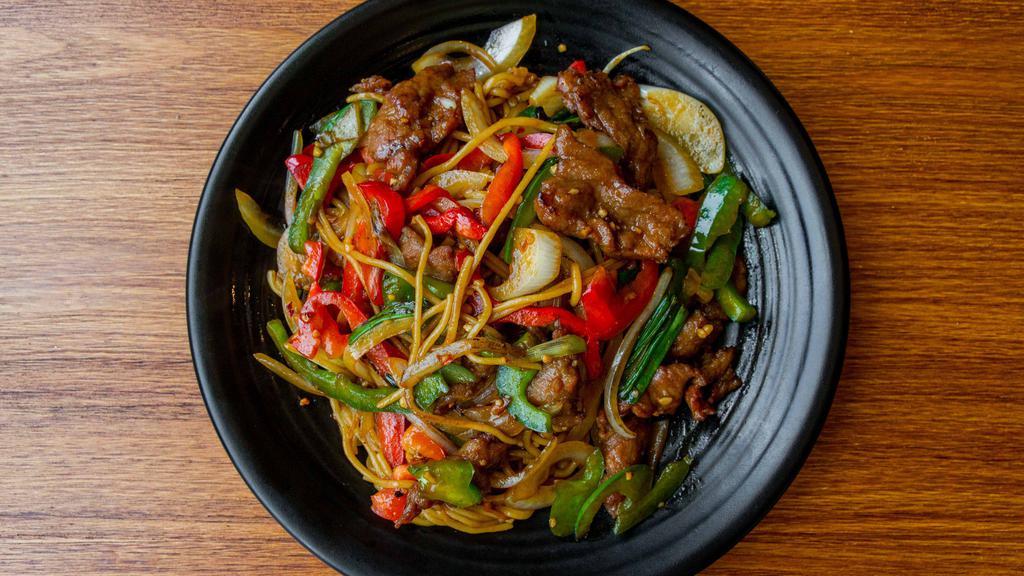 Mongolian Beef Stir-Fried Noodle · Beef, peppers, onion scallion. spicy