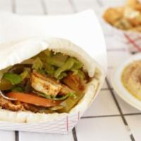 Spicy Chicken Pita · Stuffed with lettuce, tomato, onion, pickle, chicken breast marinated overnight and grilled,...