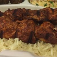 Kefta Kabob Platter · Four skewers of ground lamb and beef. Served over rice with pita and any two sides.
