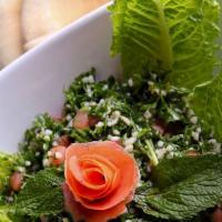 Tabouli · Parsley, tomato, wheat grain, and touch of lemon juice.