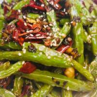 Szechuan Green Bean · traditional Szechuan style stir fried green bean with chili pepper, black vinegar
