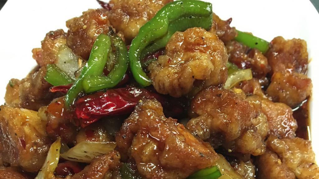 Black Pepper Chicken · Comes with white rice. Real-deal Chinese restaurant-style black pepper chicken with juicy and tender chicken, crisp veggies, and a rich, savory, smoky sauce.