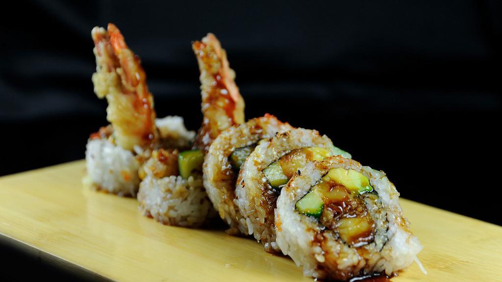 Shrimp Tempura Roll · Shrimp tempura, crabmeat, cucumber, eel sauce.