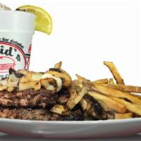 #5. Hamburger Steak Combo · Have it single or double, topped with grilled mushrooms and onions.