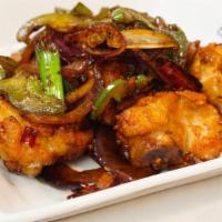 Wings Of Heaven (6 Pcs) · Spicy. Chicken wings, bell peppers, onion, dry red chili.
