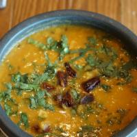 Yellow Daal Tadka · Gluten free. Vegan. Spicy. Yellow lentils, onion, tomato, cilantro, indian spices.