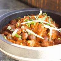 Chana Masala · Gluten-free. Spicy. Chickpeas, onion, tomato, cilantro, Indian spices.