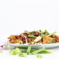 Mongolian Chicken · White chicken, onion, crispy rice noodle.