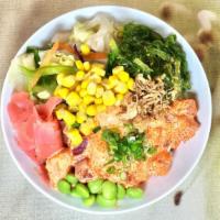 Shaka Bowl · Medium. Tuna and scallops in dynamite sauce, salad mix, green onions, seaweed salad, edamame...