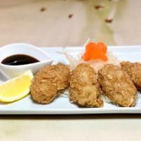 Fried Oyster · Deep fried oysters served with tonkatsu sauce.